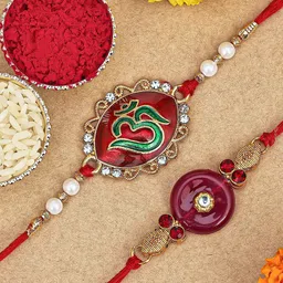 Sukkhi Rakhi Set Of 2 Gold-Plated Stone Studded Rakhi-picture-56