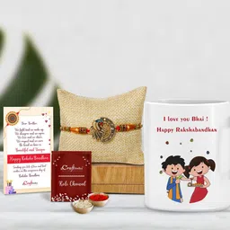 eCraftIndia Designer Peocock Rakhi With Mug & Roli Chawal Pack, Greeting Card-picture-20