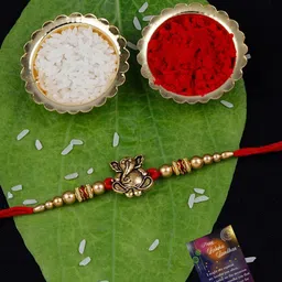 Silver Shine Unisex Set of 2 Rakhi For Bhabhi Bhaiya With Pooja Thali Set-picture-54