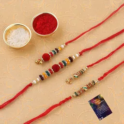 Silver Shine Red 2 Rakhi With Roli Chawal Greeting Card-picture-17