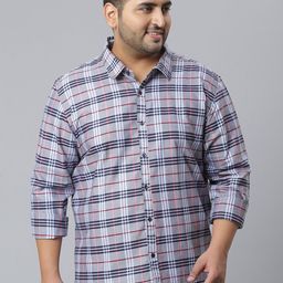 Instafab Plus Men Grey Classic Tartan Checks Opaque Checked Casual Shirt-picture-35