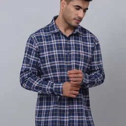 Cantabil Comfort Tartan Checked Spread Collar Long Sleeve Pocket Cotton Casual Shirt-image-79