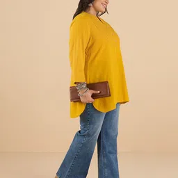 Big Hello - The Plus Life V-Neck Pure Cotton Kurti-picture-4