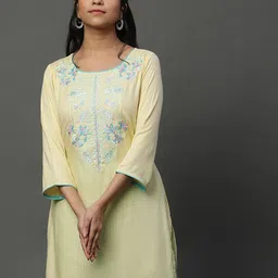 AURELIA Ethnic Motifs Embroidered Pure Cotton Kurti image 1