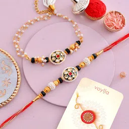 Voylla Unisex Set of 2 Embellished Bhaiya Bhabhi Rakhis-picture-10