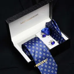 MUTAQINOTI Men Floral Print Silk Blend Necktie Accessory Gift Set-image-86