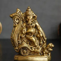 eCraftIndia Gold-Toned Handcrafted Sitting Lord Ganesha Idol Showpiece-picture-35