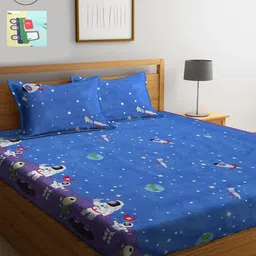 KLOTTHE Multicoloured Conversational 210 TC Cotton 2 King Bedsheet with 4 Pillow Covers-picture-18