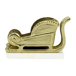 Hind Decor Gold Toned Aluminium Christmas Buggy Figurine on Marble Base Showpiece-image-8