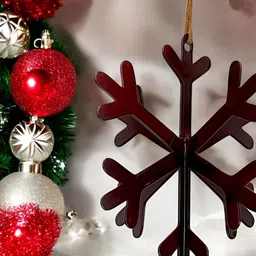 Hind Decor Dark Red Metallic Hanging Christmas Snowman-image-56