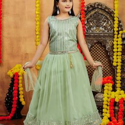 Aarika Girls Embellished Thread Work Ready to Wear Lehenga & Blouse With Dupatta-picture-16