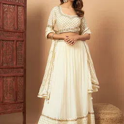 Chhabra 555 Mirror Embellished Flared Lehenga Set & Sequin Embroidered Chinon Dupatta-image-0