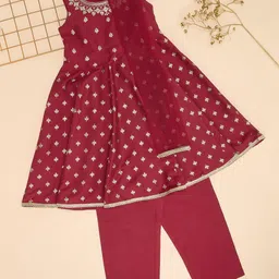 AKKRITI BY PANTALOONS Girls Ethnic Motifs Embroidered Kurta With Trouser & Dupatta-picture-32