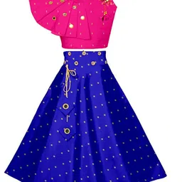 BAESD Girls Embroidered Mirror Work Detailed Ready to Wear Lehenga & Choli-picture-33