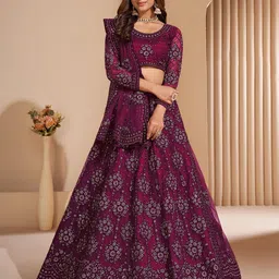 Aika Embroidered Beads and Stones Semi-Stitched Lehenga & Unstitched Blouse With Dupatta-picture-27