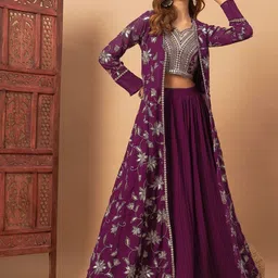 Chhabra 555 Embroidered Floor Length Lehenga & Choli With Jacket Set-image-12