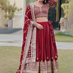 Ethnic Yard Embellished Sequinned Ready to Wear Lehenga & Unstitched Blouse With Dupatta-image-7