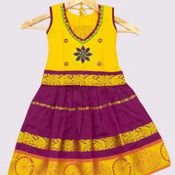 AMIRTHA FASHION Girls Maroon & Yellow Embroidered Ready to Wear Lehenga & Choli-picture-37