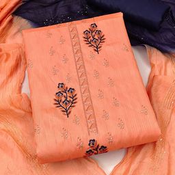 MANVAA Floral Embroidered Sequinned Unstitched Dress Material-picture-35