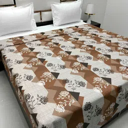 Pure Decor Batik Brown Floral Printed Pure Cotton 250 TC King Size Duvet Cover With Zipper-image-87