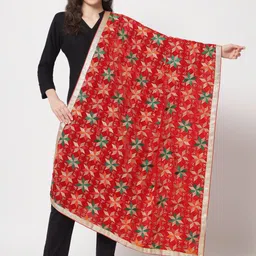 Zamour Embroidered Velvet Dupatta With Phulkari-picture-37