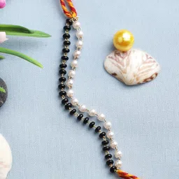 Aapno Rajasthan Black and White Beaded Chain Rakhi-picture-43