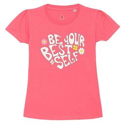 Wear Your Mind Girls Typography Printed Puff Sleeves Pure Cotton T-shirt-picture-2