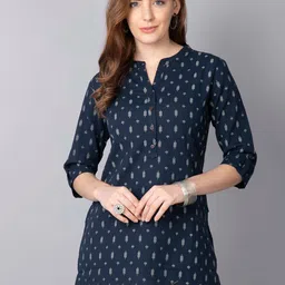 Pistaa Navy Blue Geometric Printed Kurti-picture-11
