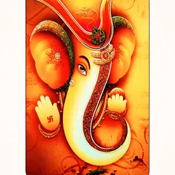 Casperme Red & Yellow Ganesha Painting Wooded Framed Wall Art-image-10