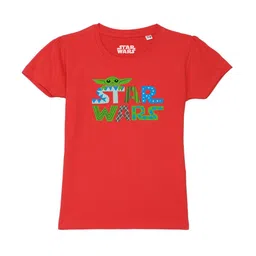 Star Wars by Wear Your Mind Girls Red & Green Star Wars Printed Pure Cotton T-shirt-picture-25