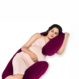 DADDY COOL Maroon Faux Velvet Breathable Maternity Pillow-image-34