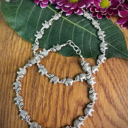 Digital Dress Room Silver-Plated Elephant Design German Silver Oxidised Anklets-picture-42