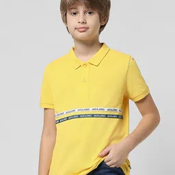 Jack & Jones Junior Boys Typography Printed Polo Collar Slim Fit Pure Cotton T-shirt-picture-47