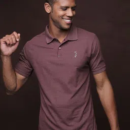 Campus Sutra Men Pink Solid Polo Collar Dri-FIT Running T-shirt-picture-29