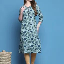 Rajnandini Floral Printed Pure Cotton Sweetheart Neck Straight Kurta-picture-40