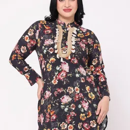 TSM Mandarin Collar Floral Printed Kurti-picture-45