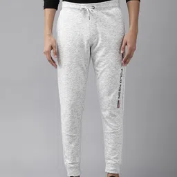U.S. Polo Assn. Denim Co. Men Grey Melange Solid Joggers with Logo Print-picture-14