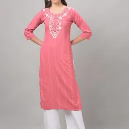 Dollar Missy Floral Embroidered Thread Work Detail Straight Kurta-picture-32