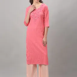 Dollar Missy Floral Yoke Design Sequined Round Neck Straight Kurta-picture-25