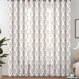 Lunar Days Beige & White 3 Pieces Ethnic Motifs Room Darkening Door Curtain-picture-38