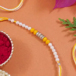 I Jewels Pearls Beaded Thread Rakhi image 1