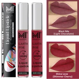 MI FASHION Set of 2 Smudge Free Matte Finish Moisturizing Liquid Lipstick - Nude & Red-image-91