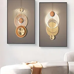 THE HANDMADE FLAIR Grey & Beige 2 Pcs Neutral Chic Aesthetics Sun Moon   Printed Wall Arts-image-44