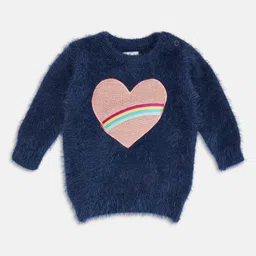 Pantaloons Baby Girls Navy Blue & Pink Printed Pullover with Fuzzy Detail-picture-19