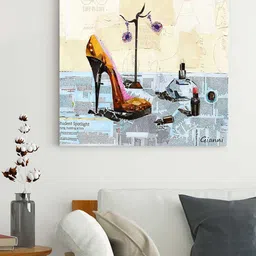 Art Street Blue & Cream High Heel Canvas Painting Wall Art-image-80