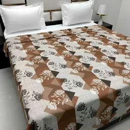 Pure Decor Brown & Grey Floral Printed Pure Cotton200 TCKing Duvet Cover With Zipper-image-11