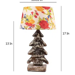 foziq Genevieve Multicolour Fabric Shade Table Lamp With Mango wood Base image 5
