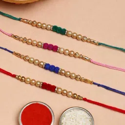 eCraftIndia Set of 4 Beaded Rakhis image 2