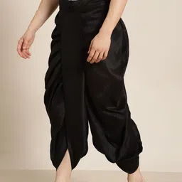 Anug by SOJANYA Men Black Solid Stitched Dhoti image 2