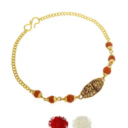 aadita Men Gold-Toned Stone-Studded Rakhi image 2
